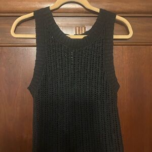Blu Pepper Black Open-Knit Sleeveless Tank